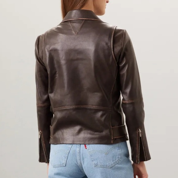 VEDA Classic Leather Moto Jacket in Size XS - Picture 5 of 13